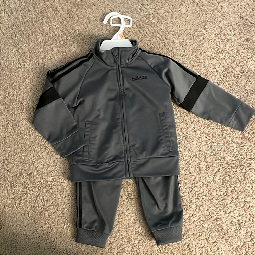 Gray and black toddler adidas track suit 18M